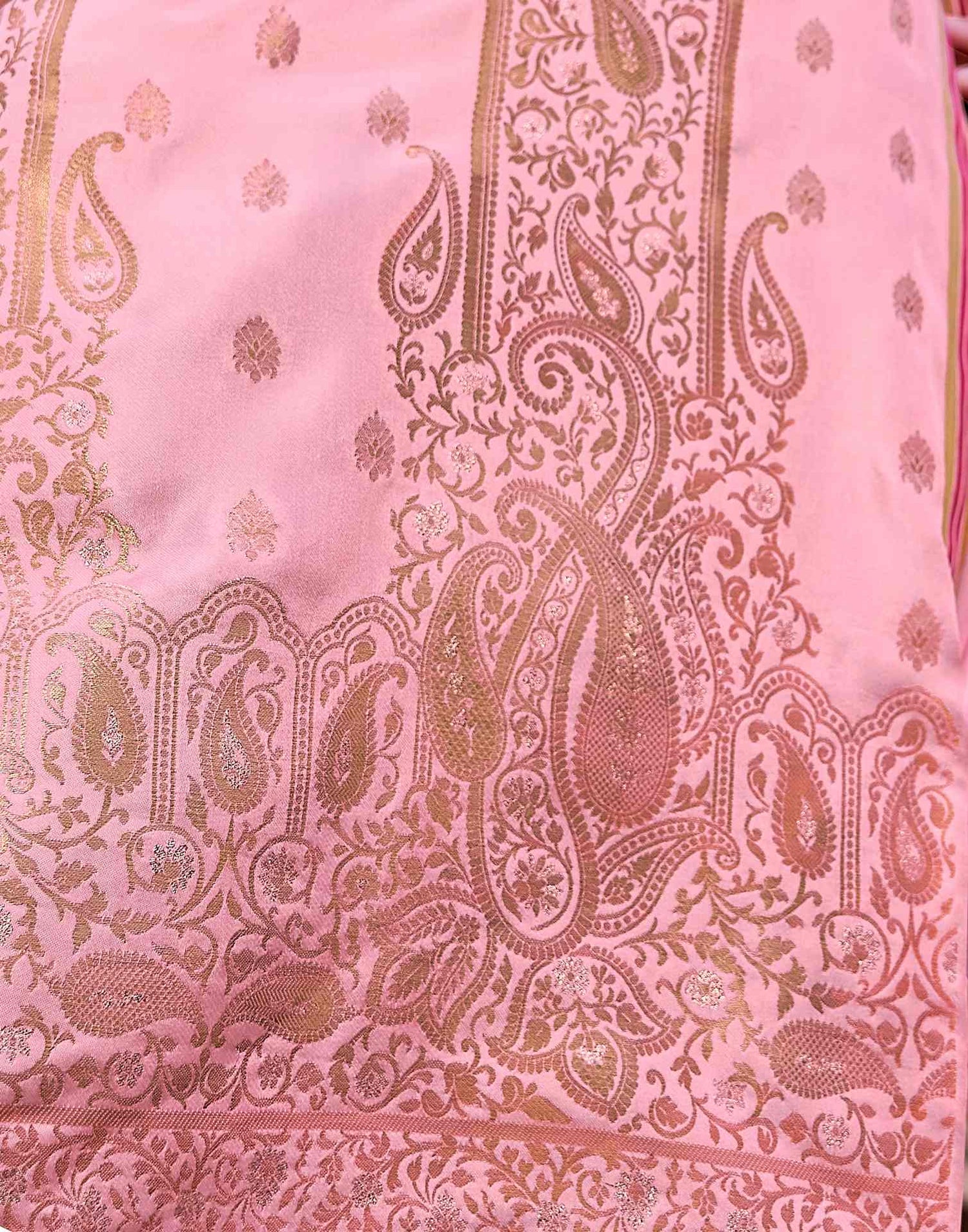 Rose Pink Jacquard Silk Saree