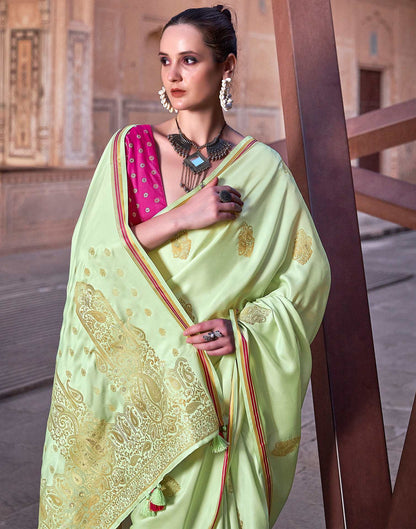 Light Pista Green Jacquard Silk Saree