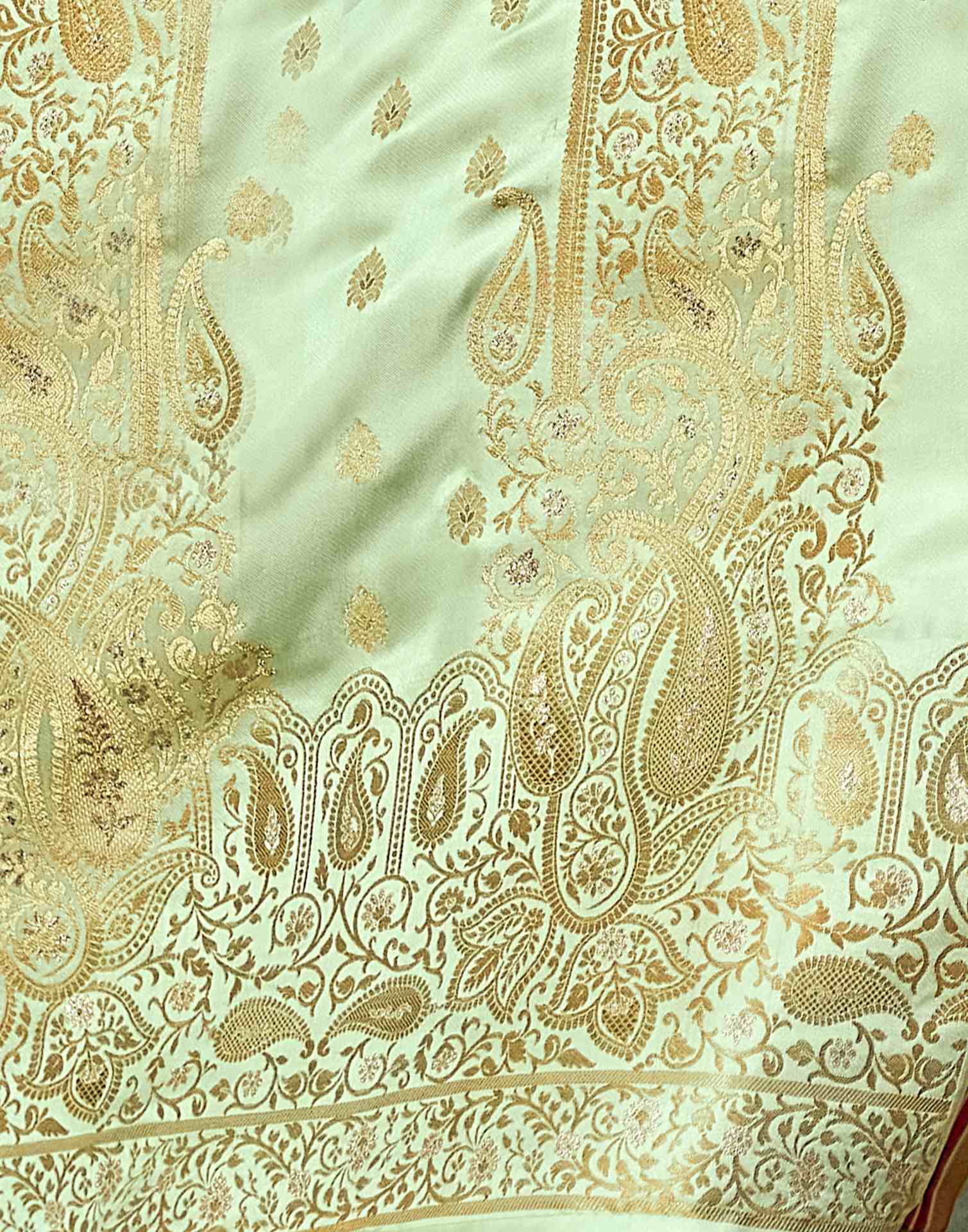 Light Pista Green Jacquard Silk Saree
