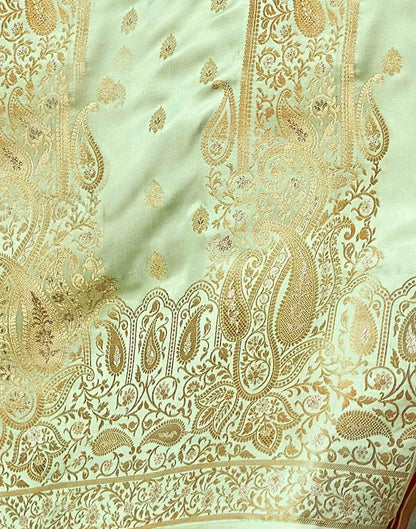 Light Pista Green Jacquard Silk Saree