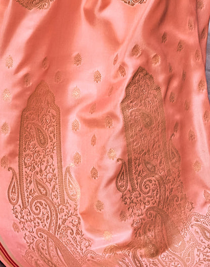 Peach Jacquard Silk Saree