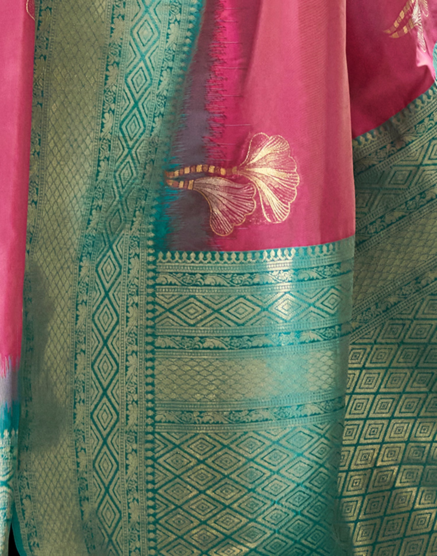 Rose Pink Silk Woven Banarasi Saree