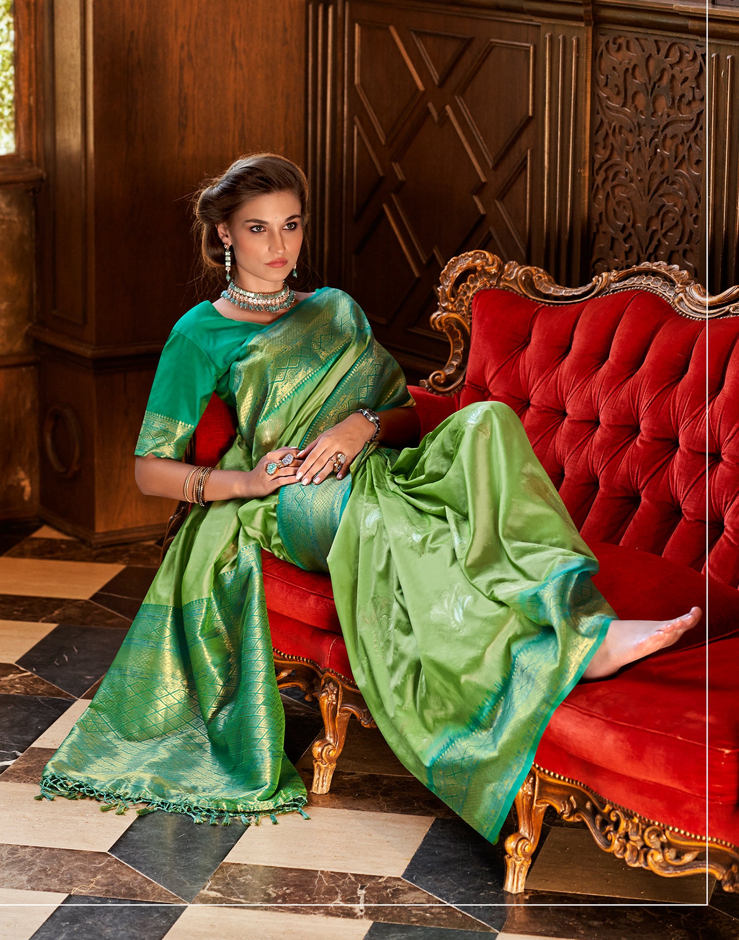 Light Green Silk Woven Banarasi Saree