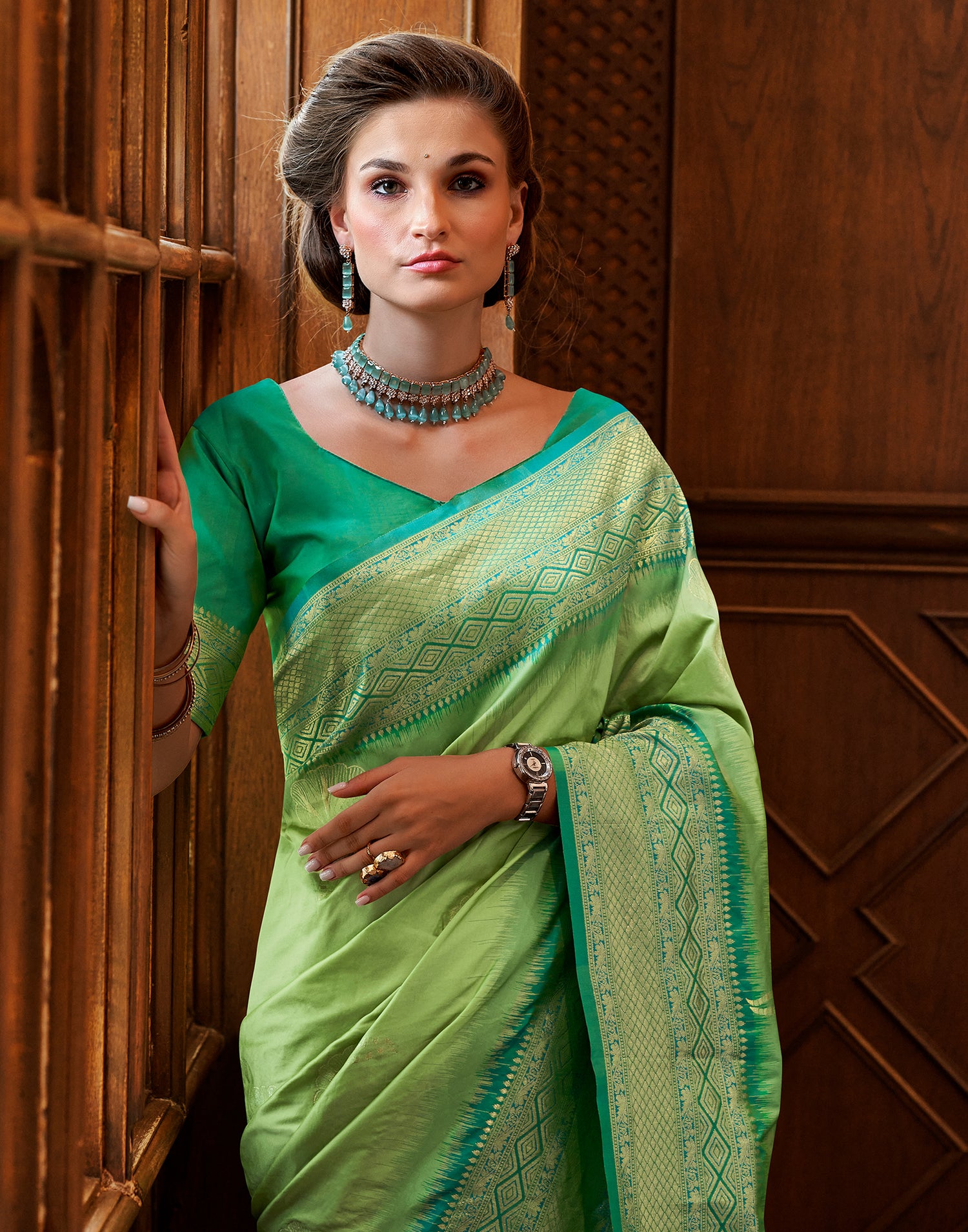 Light Green Silk Woven Banarasi Saree