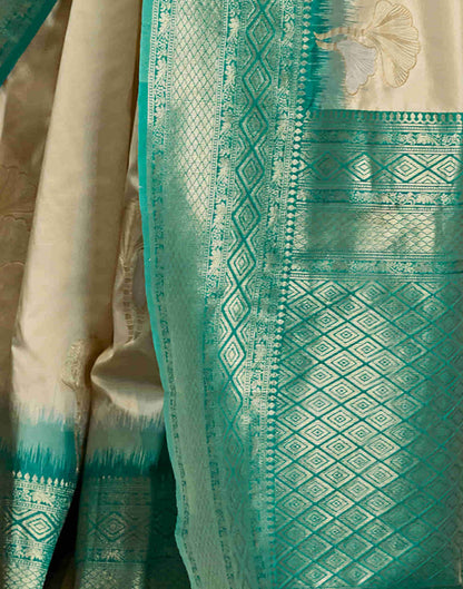 Light Beige Silk Woven Banarasi Saree