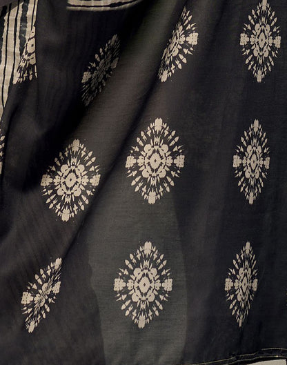 Brown Printed Cotton Silk Saree