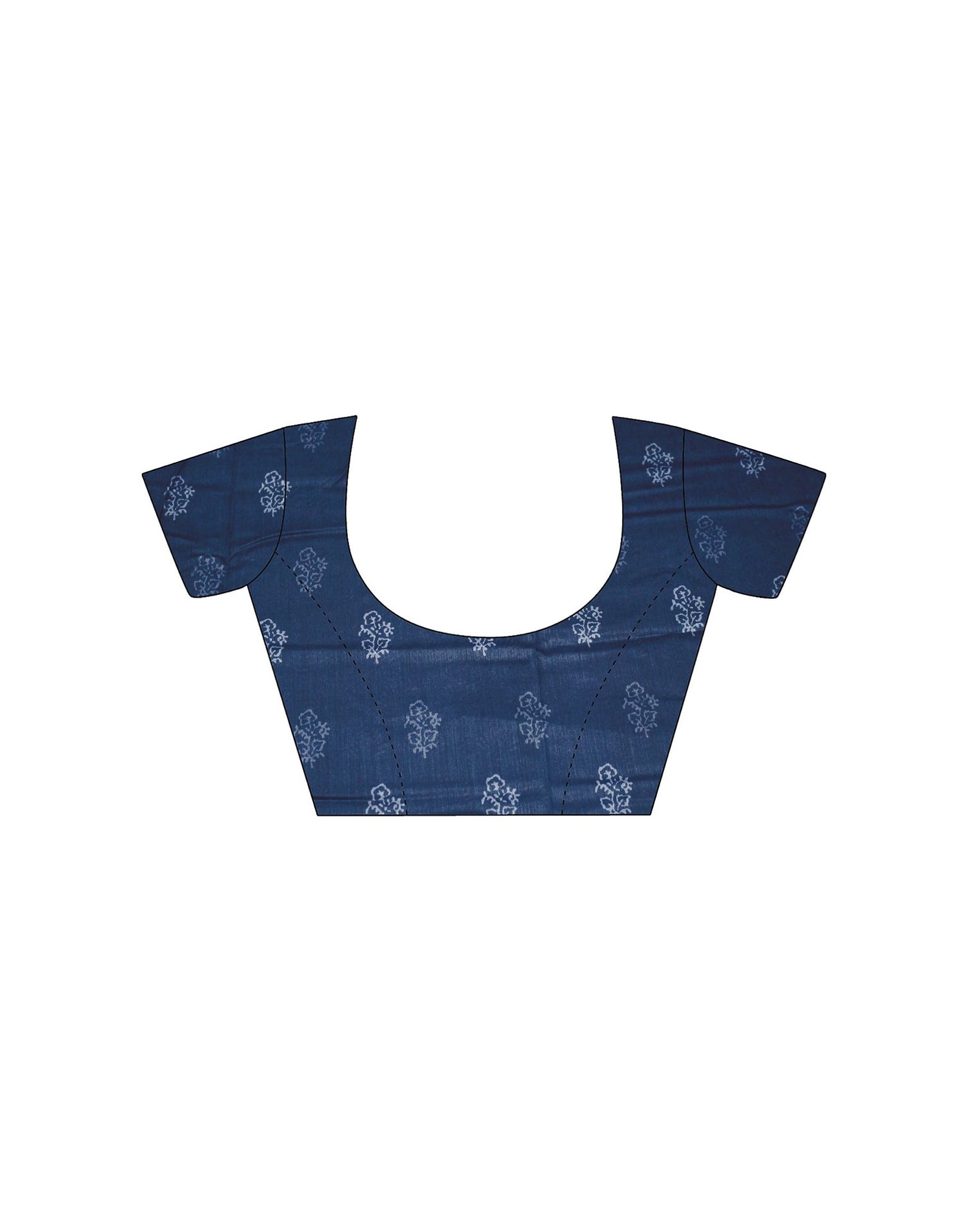 Dark Dusty Blue Printed Cotton Silk Saree