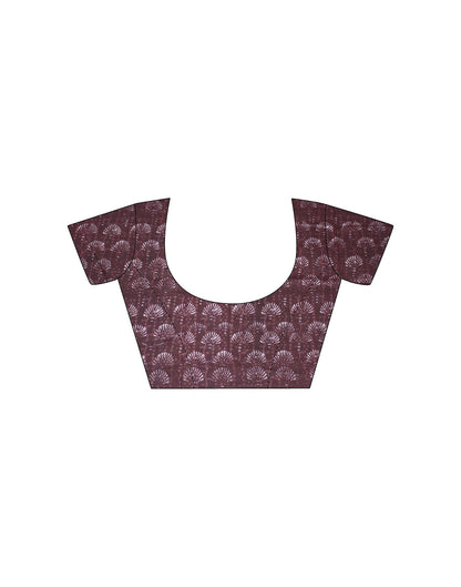 Maroon Printed Cotton Silk Saree