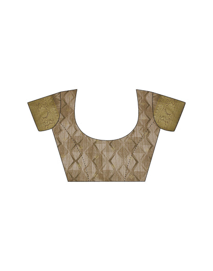 Beige Geometric Printed Silk Saree