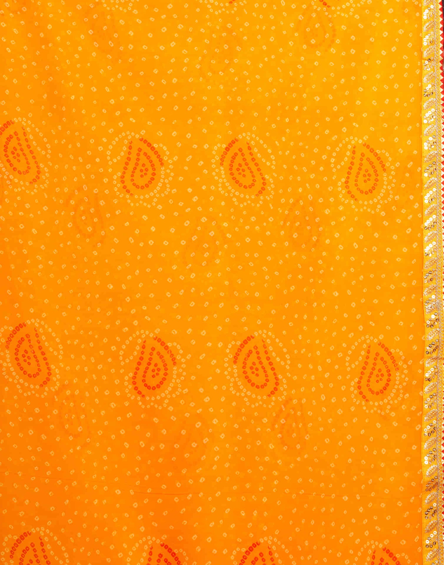 Yellow Georgette Printed Bandhani Saree