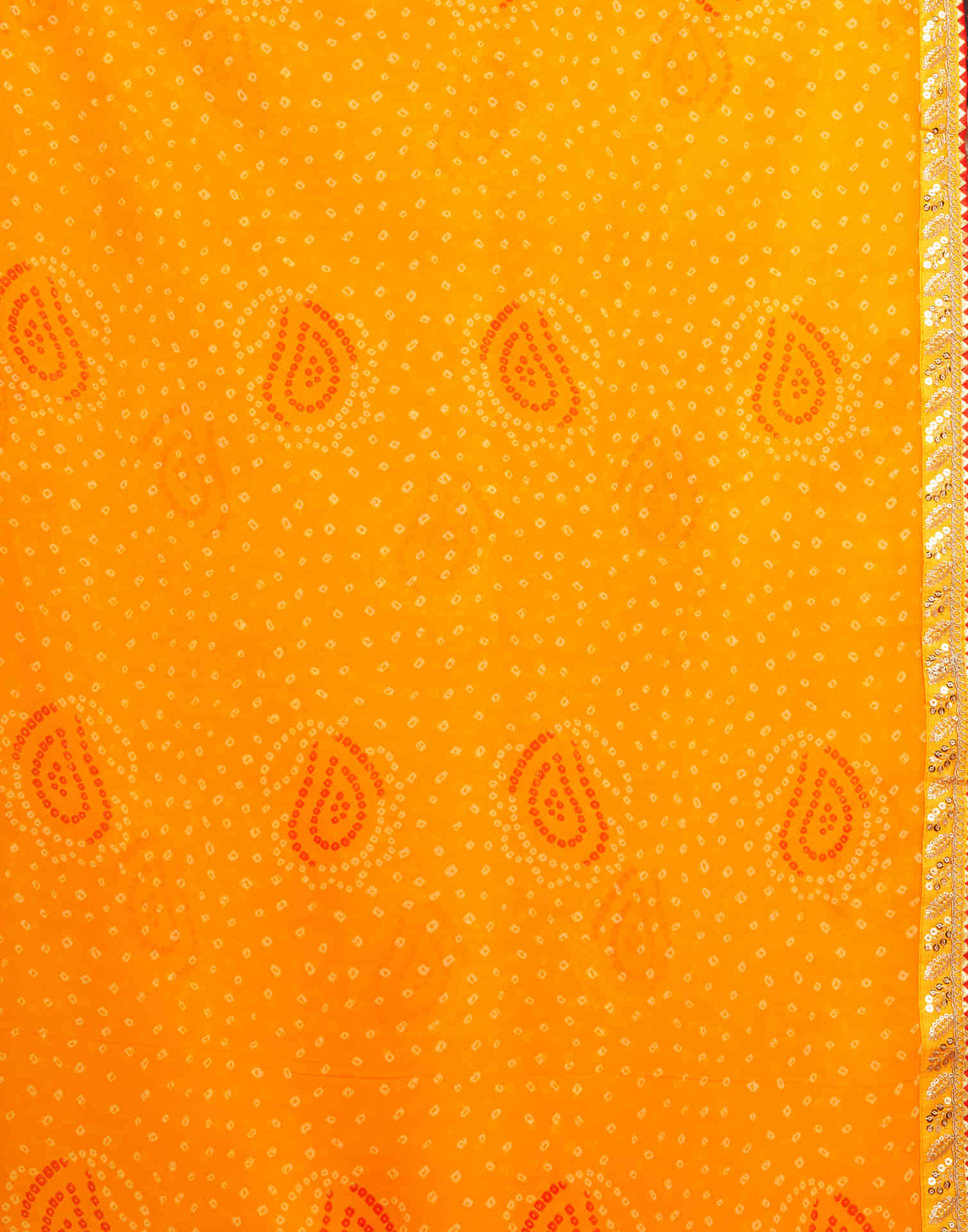 Yellow Georgette Printed Bandhani Saree