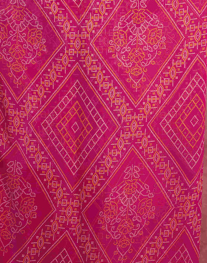 Pink Georgette Printed Bandhani Saree