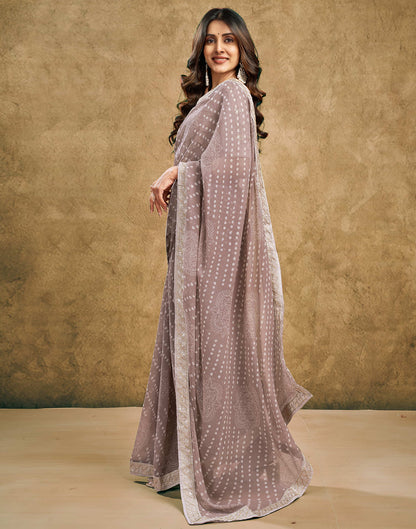 Mauve Georgette Printed Bandhani Saree