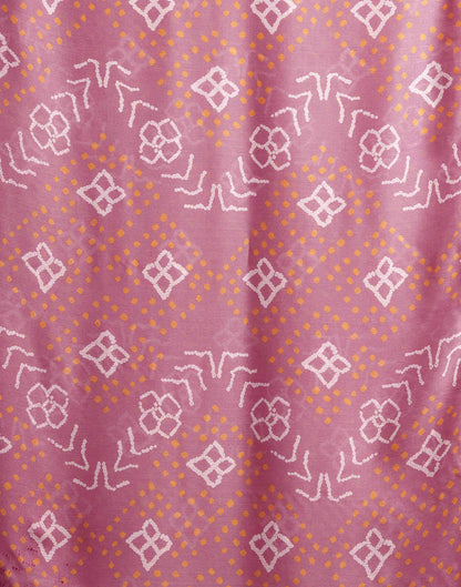 Dusty Pink Chiffon Printed Bandhani Saree