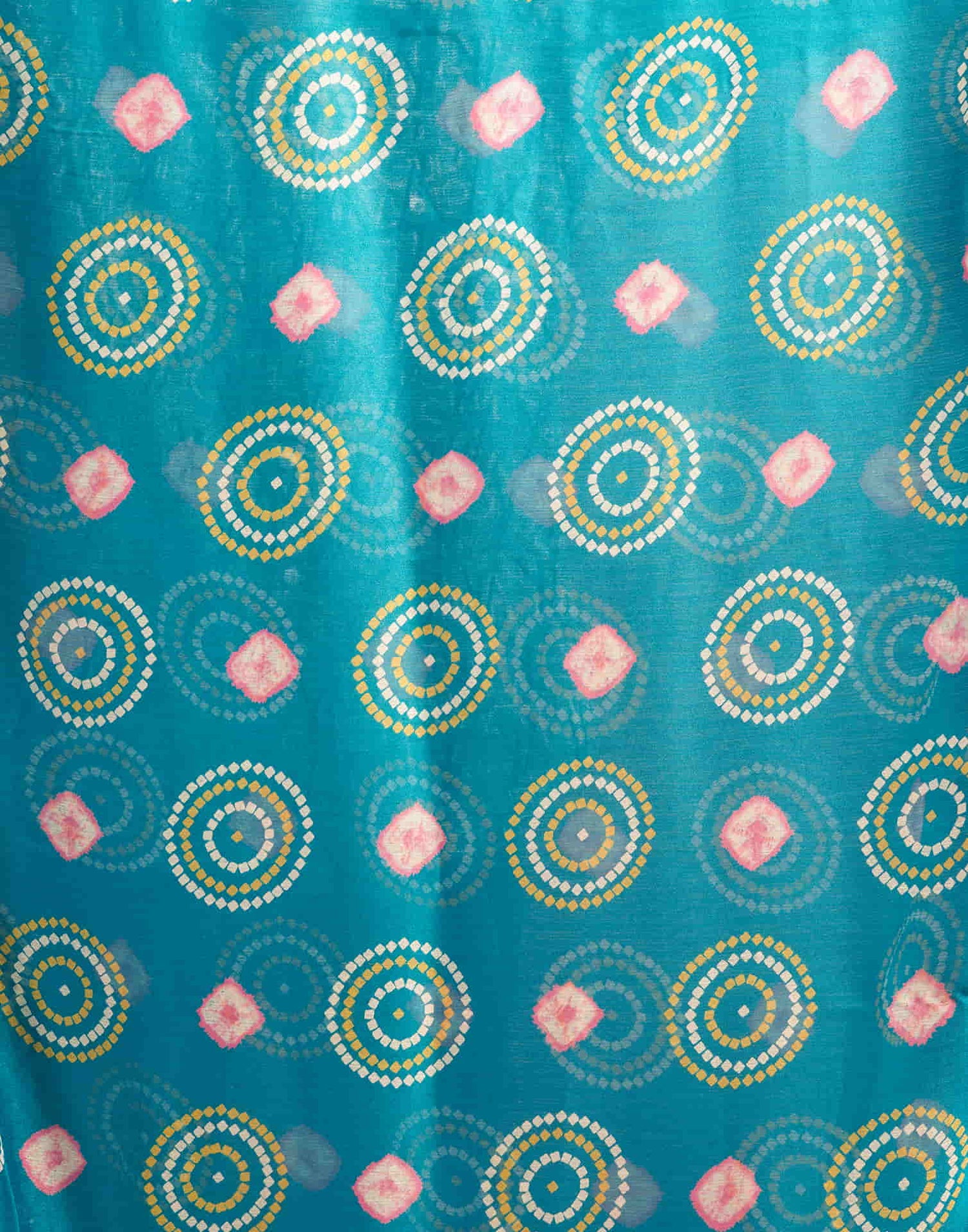 Teal Blue Chiffon Printed Saree