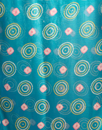 Teal Blue Chiffon Printed Saree