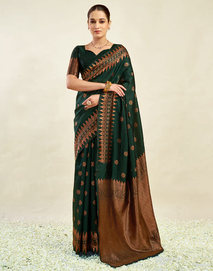 Dark Green Silk Weaving Banarasi Saree