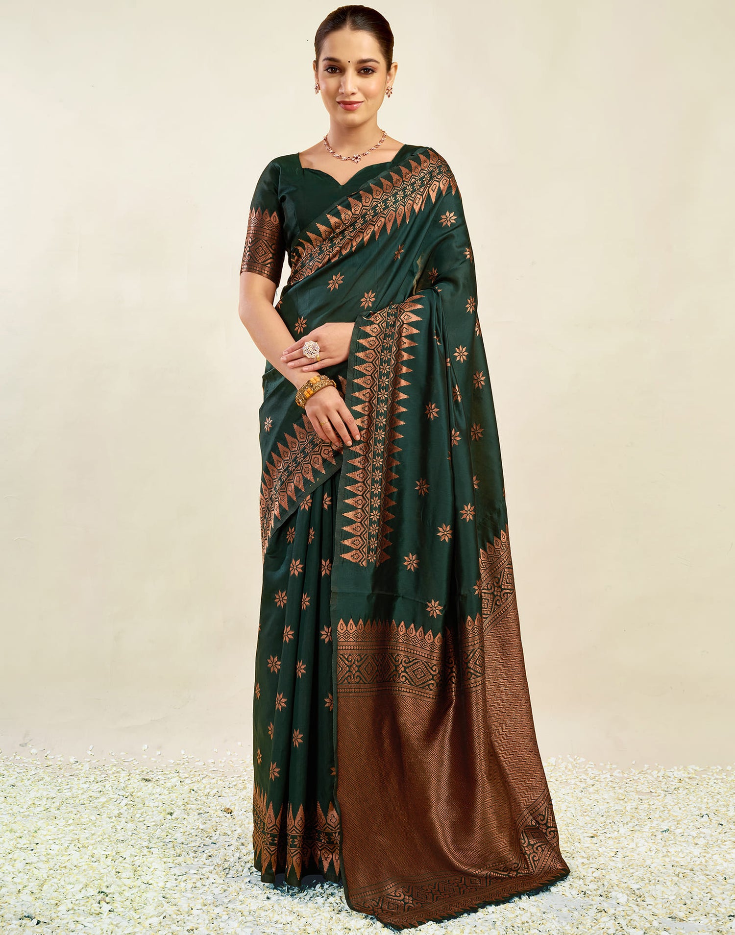 Dark Green Silk Weaving Banarasi Saree