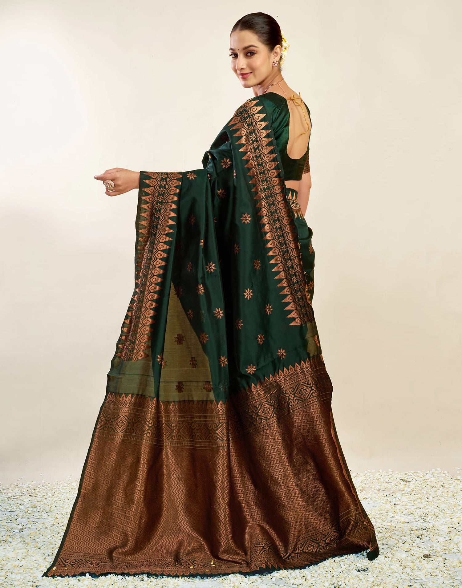 Dark Green Silk Weaving Banarasi Saree