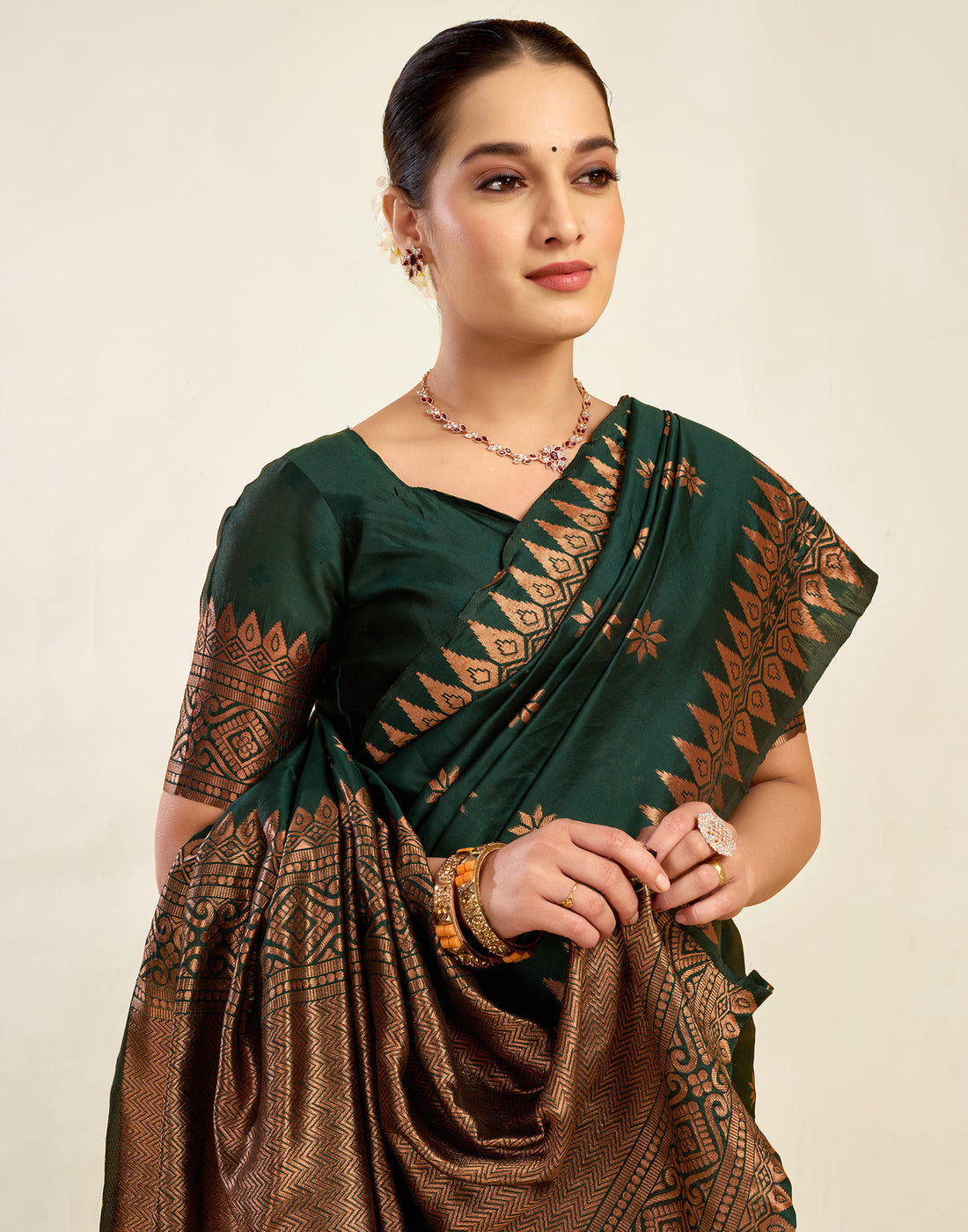 Dark Green Silk Weaving Banarasi Saree