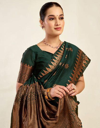 Dark Green Silk Weaving Banarasi Saree