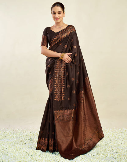 Brown Silk Weaving Banarasi Saree