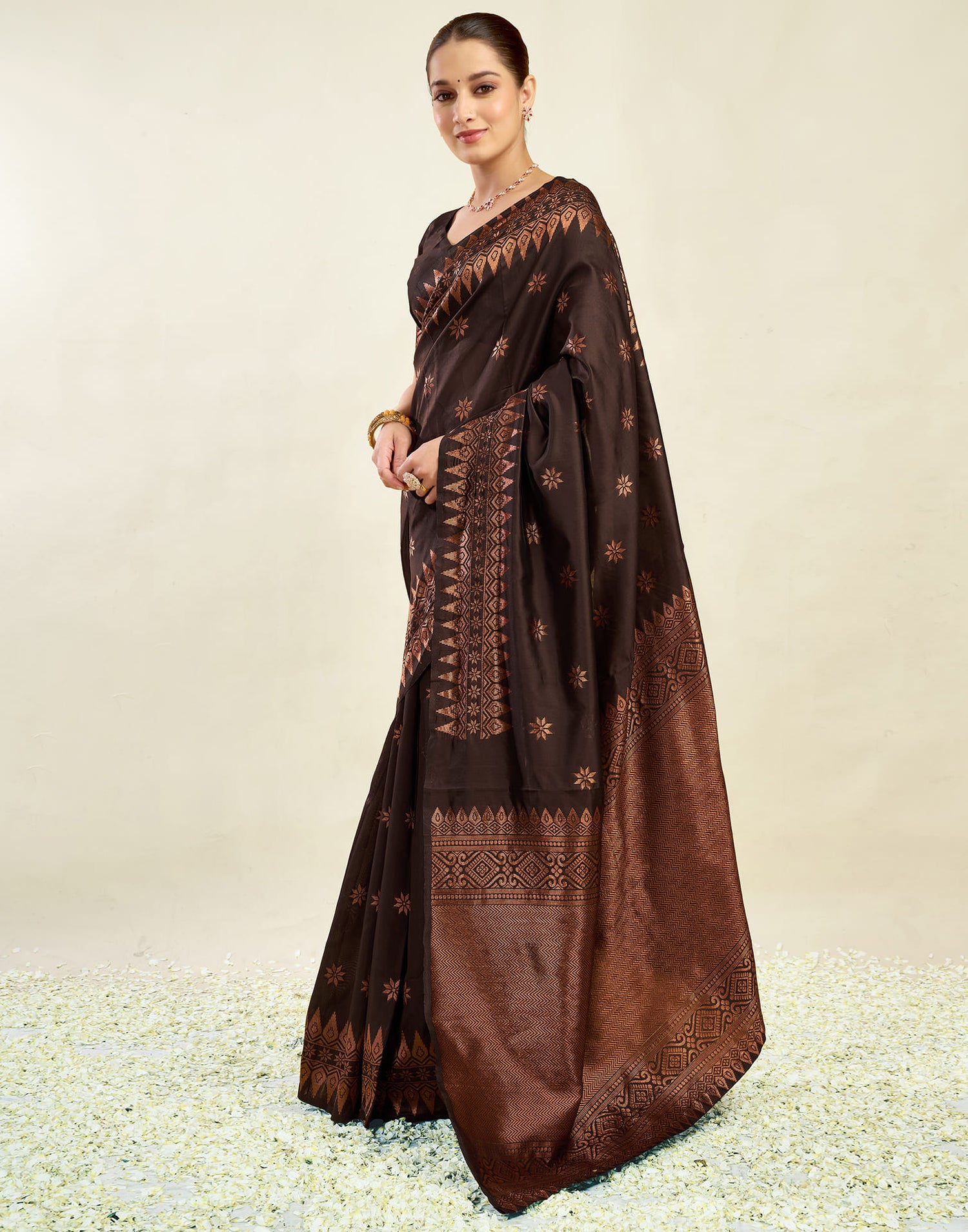 Brown Silk Weaving Banarasi Saree