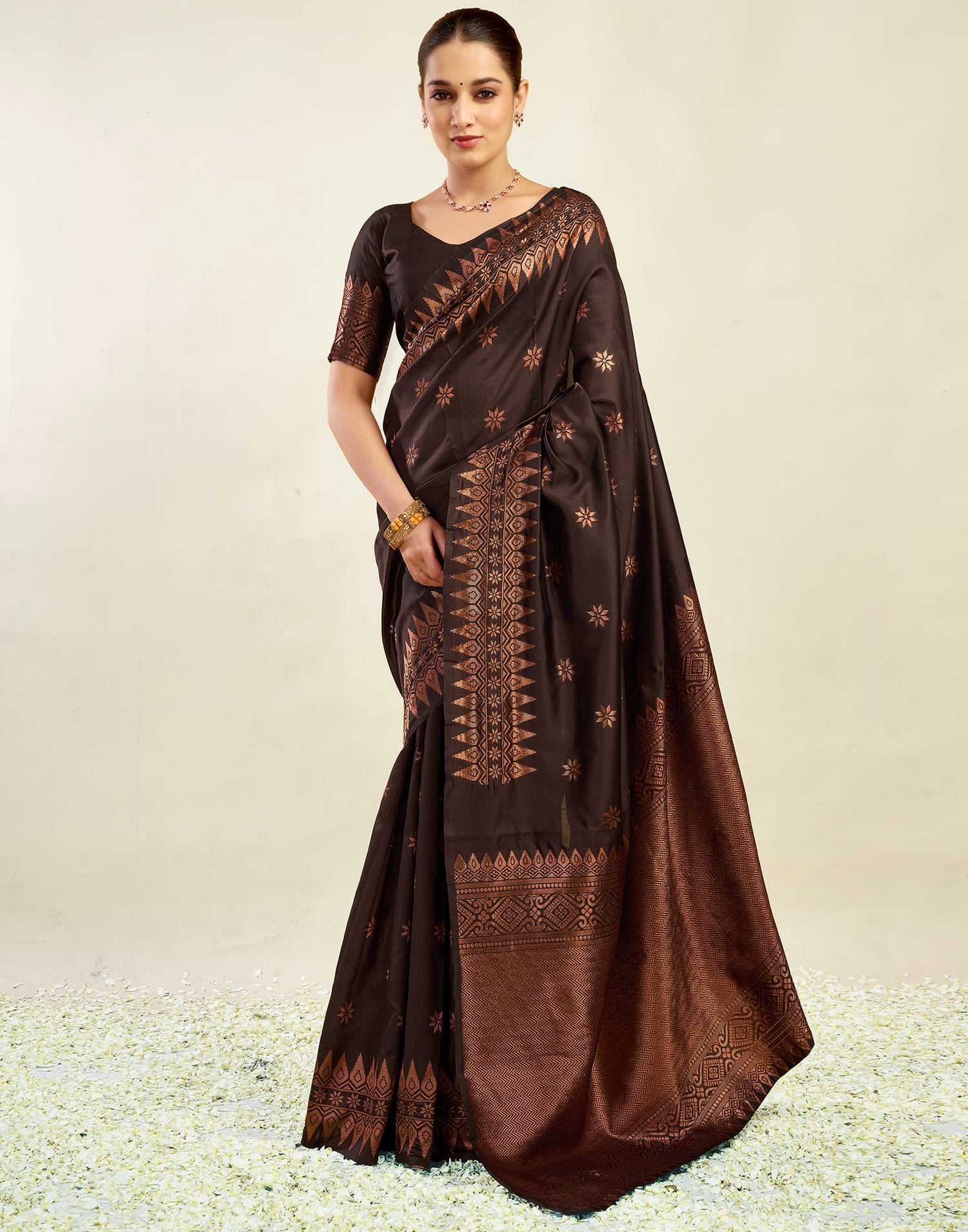 Brown Silk Weaving Banarasi Saree