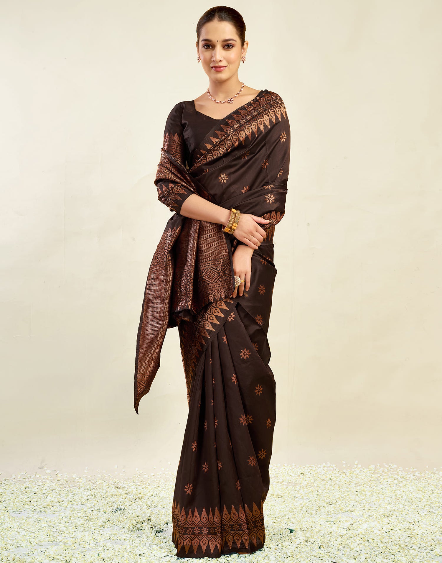 Brown Silk Weaving Banarasi Saree