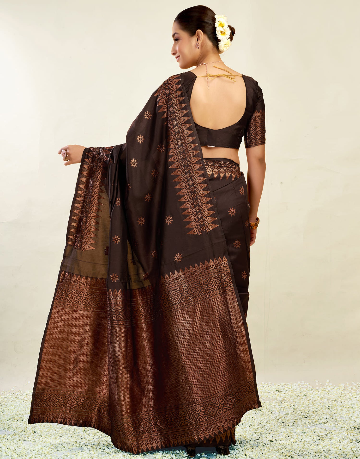 Brown Silk Weaving Banarasi Saree