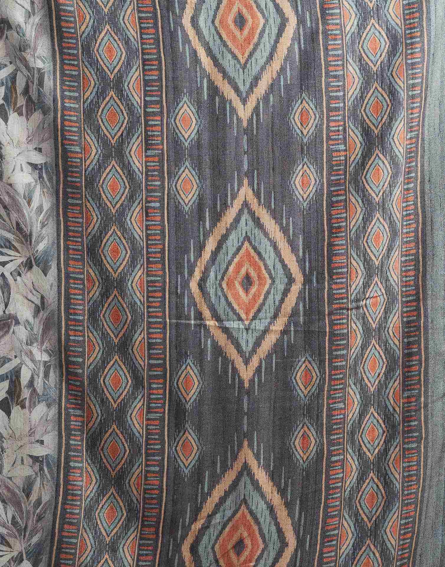 Grey Printed Chanderi Saree