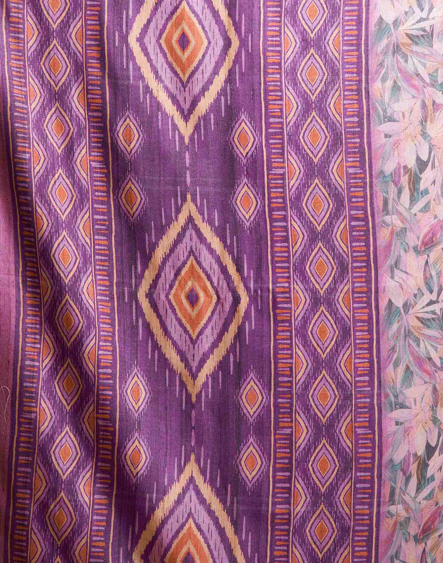 Grape Purple Printed Chanderi Saree