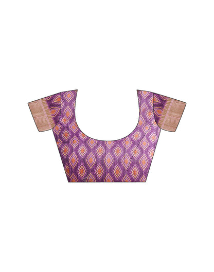 Grape Purple Printed Chanderi Saree