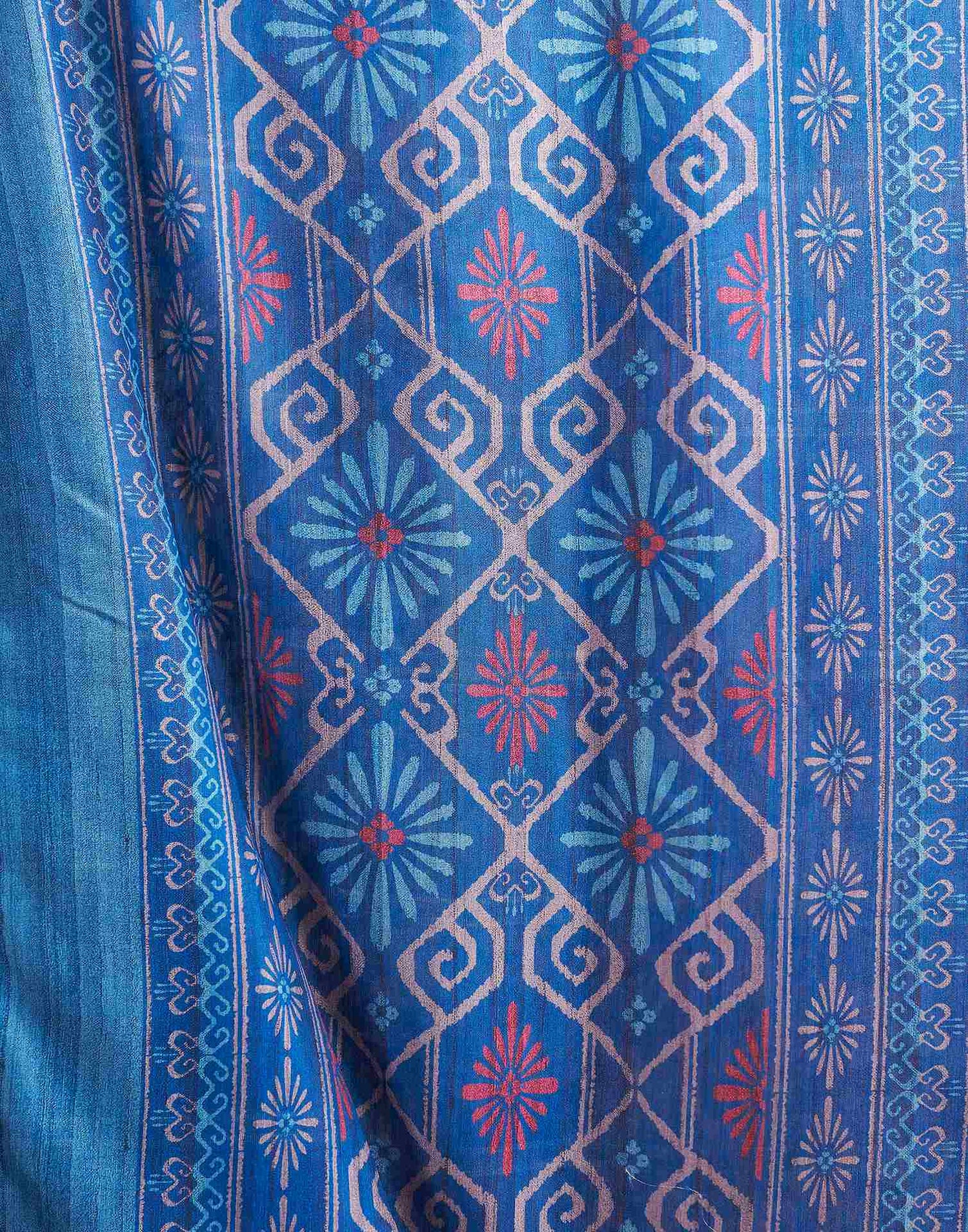 Blue Printed Chanderi Saree