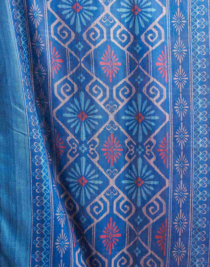 Blue Printed Chanderi Saree