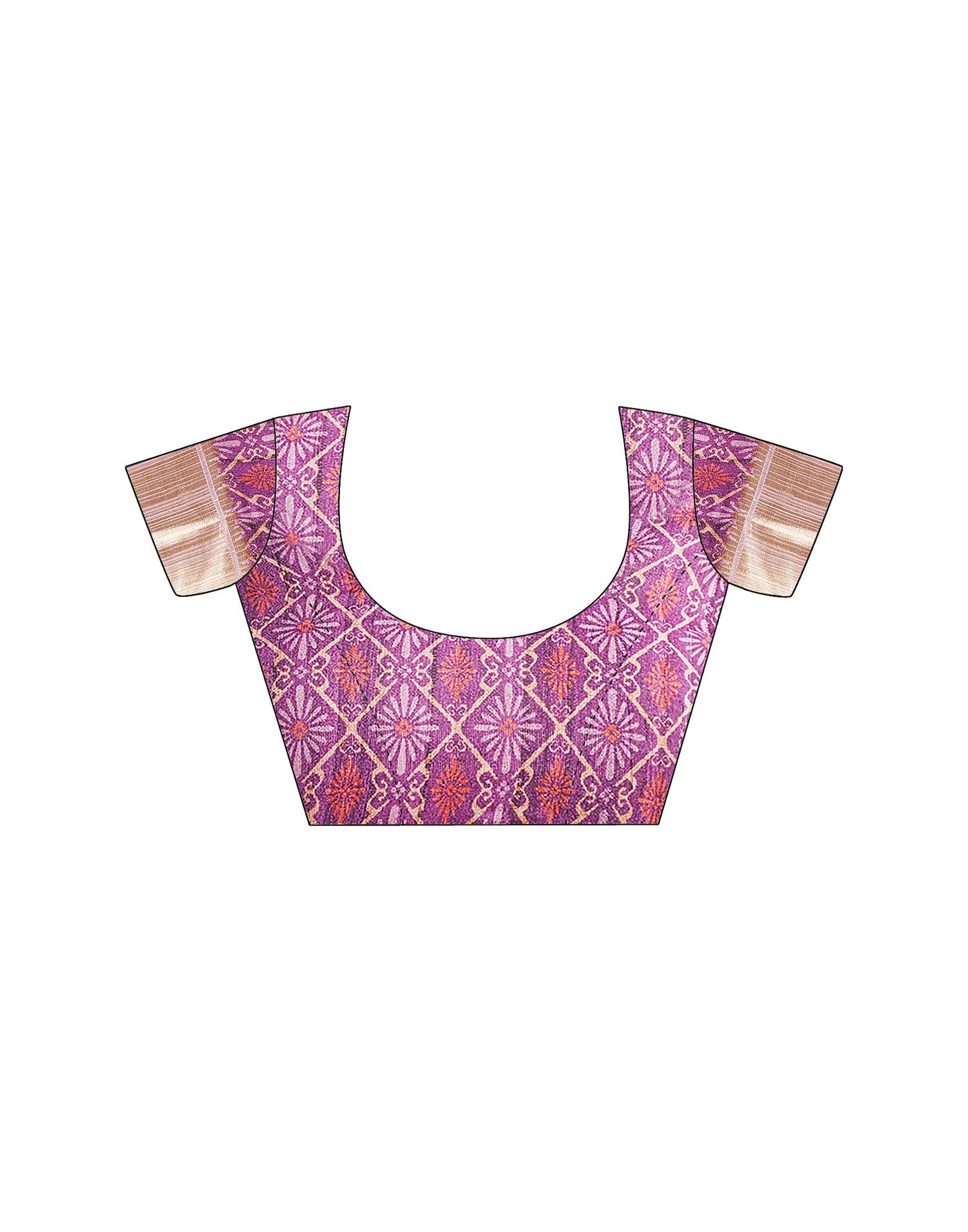 Grape Purple Printed Chanderi Saree