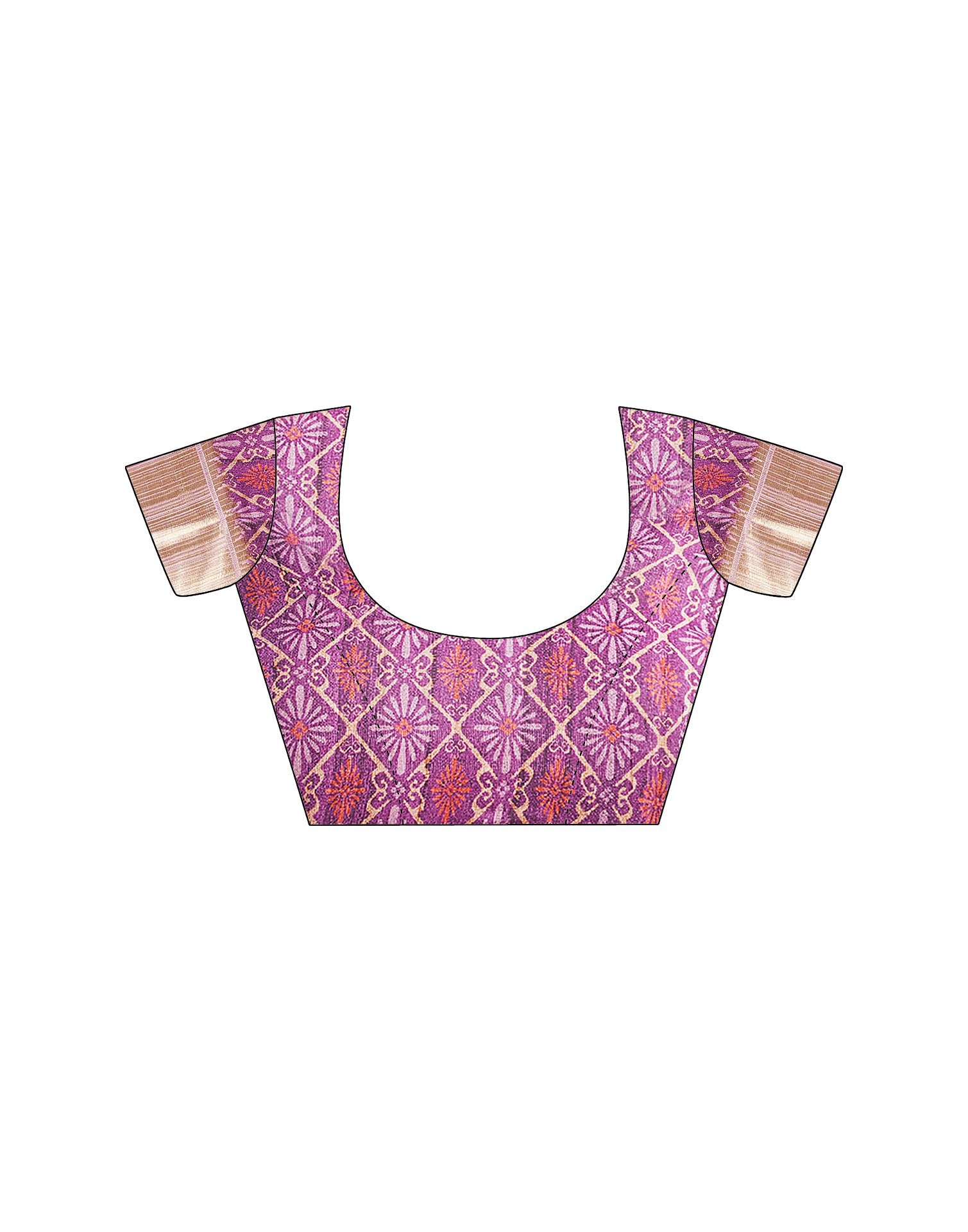 Grape Purple Printed Chanderi Saree