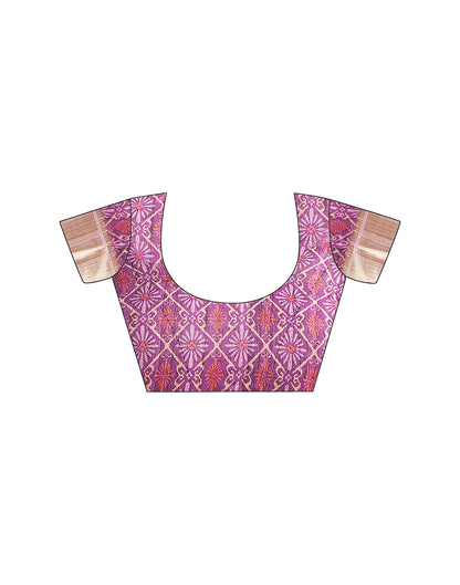 Grape Purple Printed Chanderi Saree