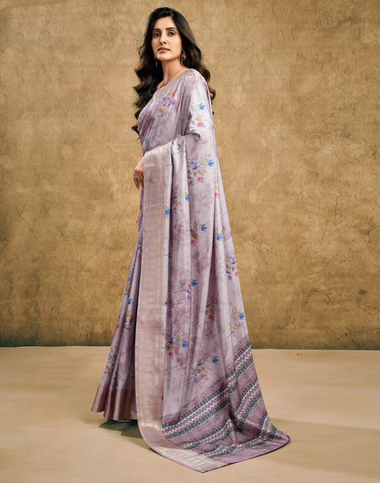 Mauve Printed Silk Saree