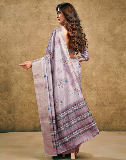 Mauve Printed Silk Saree