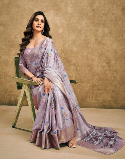 Mauve Printed Silk Saree