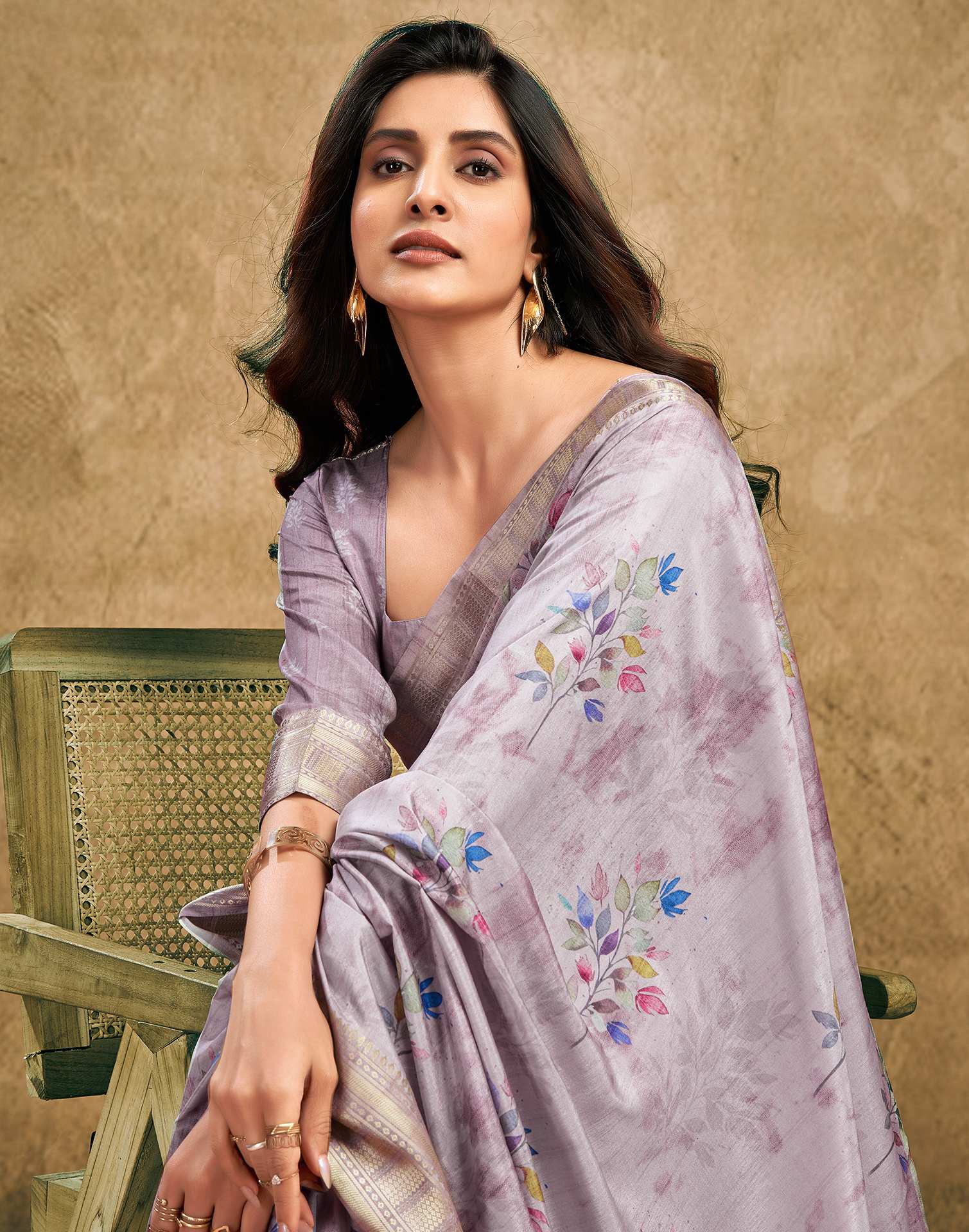 Mauve Printed Silk Saree