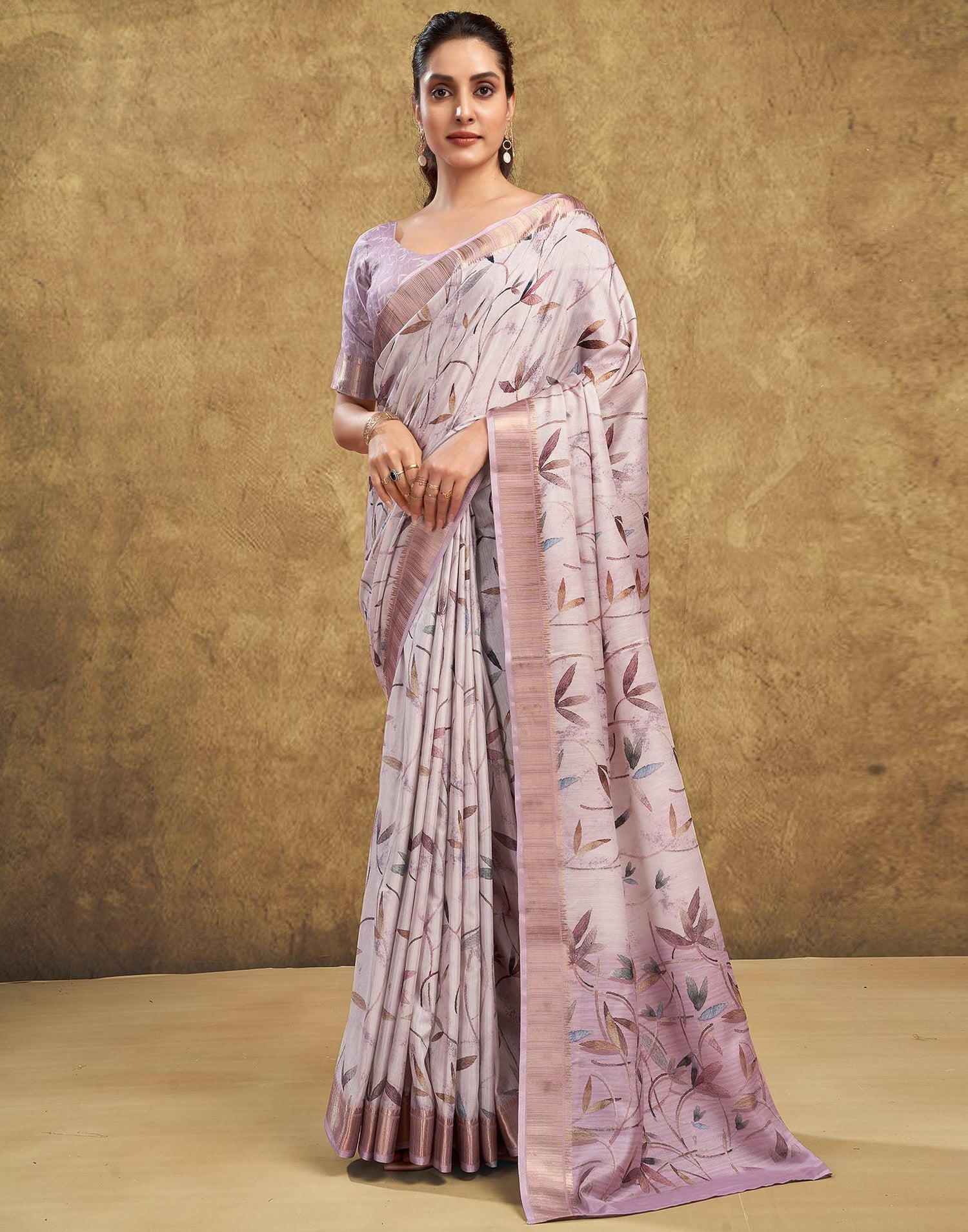 Off White Printed Chanderi Saree