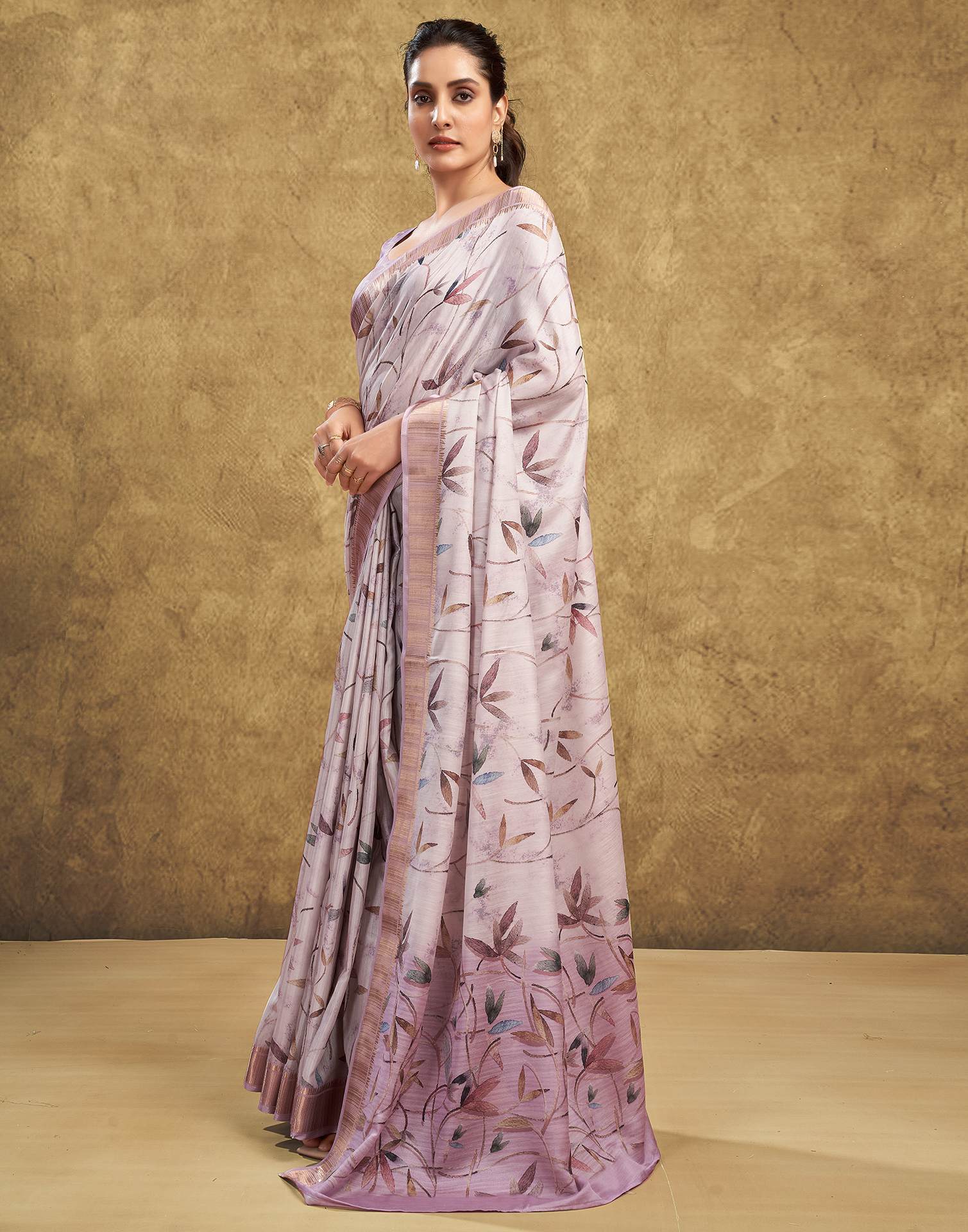 Off White Printed Chanderi Saree