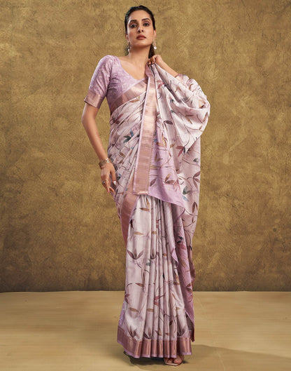 Off White Printed Chanderi Saree