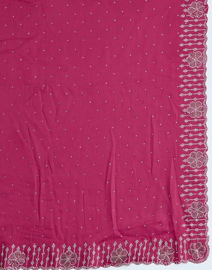 Pink Satin Swarovski Embellished Saree