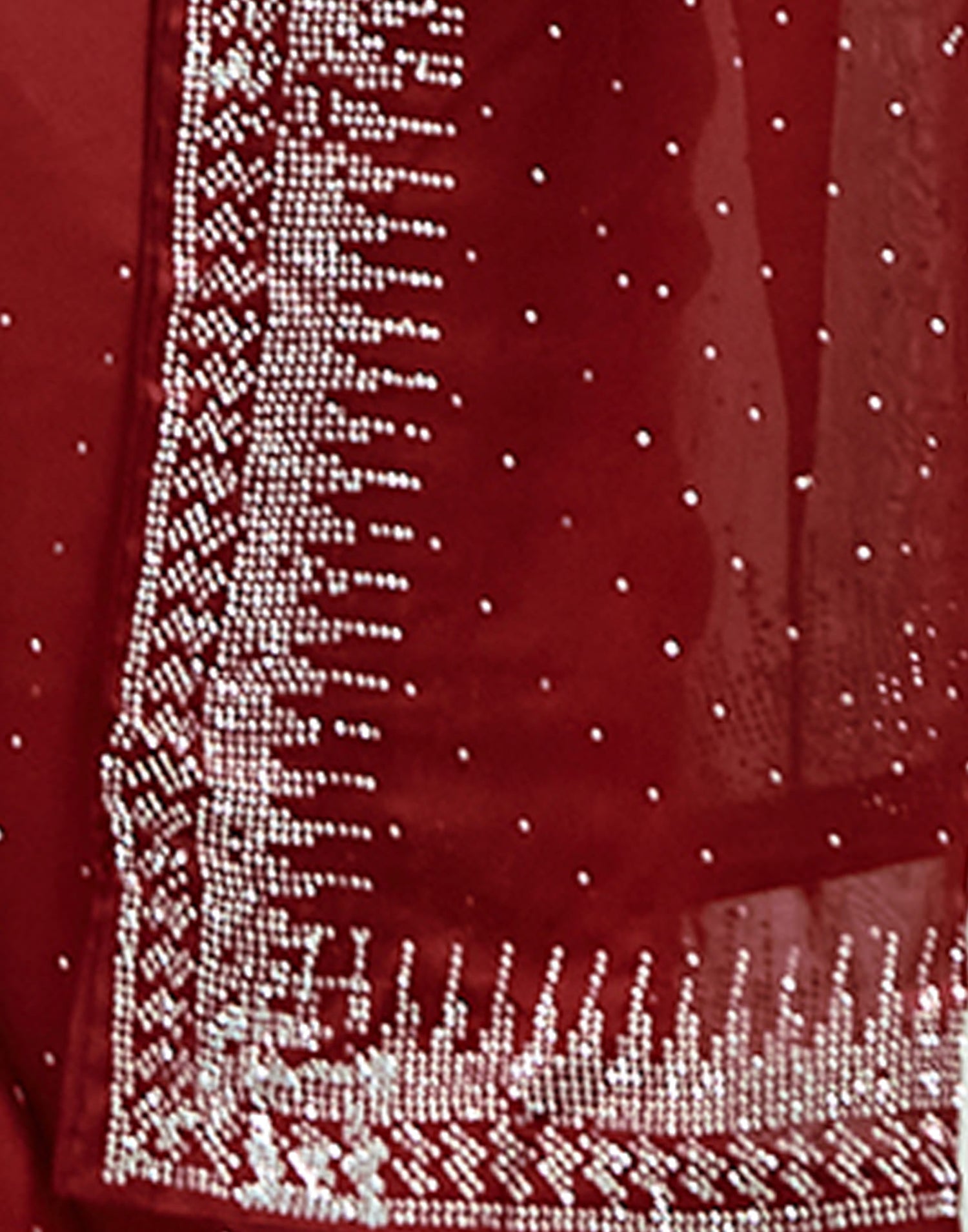 Maroon Satin Stone Work Swarovski Saree