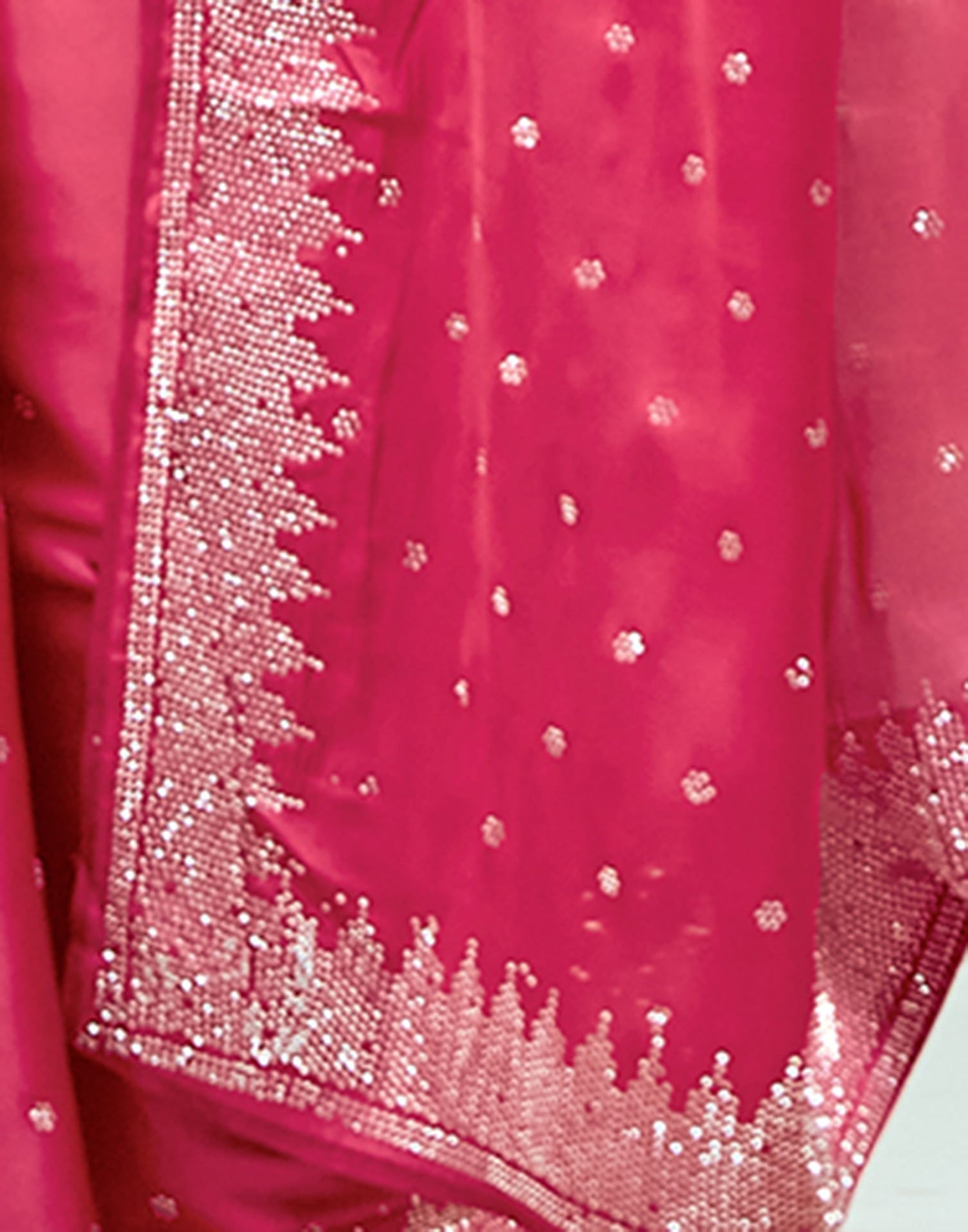 Dark Pink Satin Stone Work Swarovski Saree