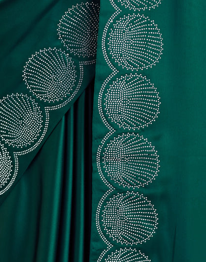 Green Satin Swarovski Embellished Saree