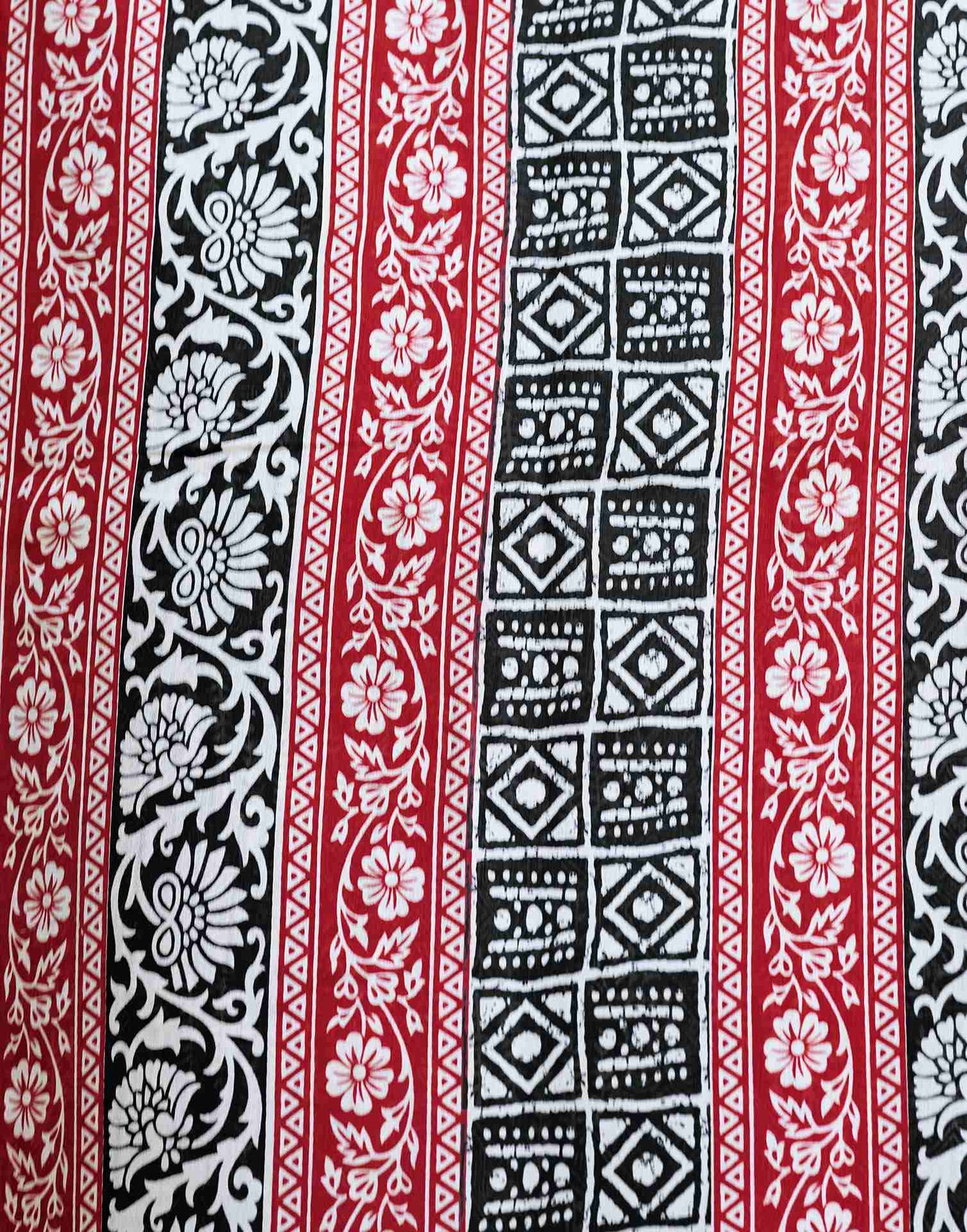 Black Printed Cotton Blend Saree
